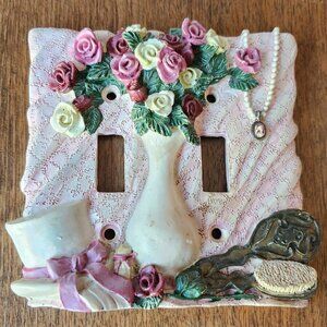 LOVELY Vintage Wall Switch Plate Cover Victorian Dressing Room Look